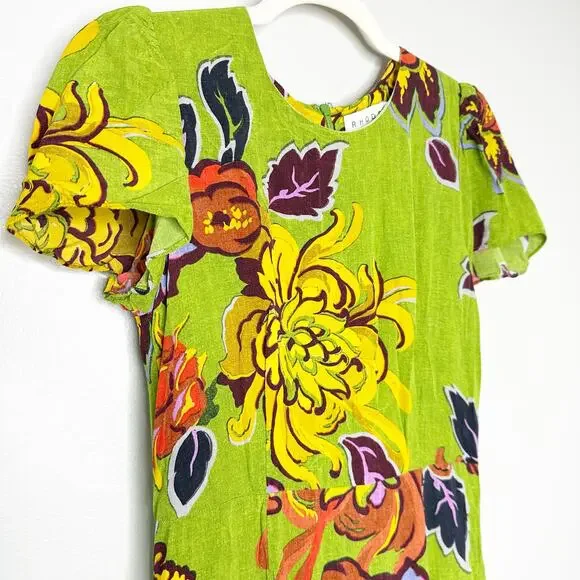 Rhode Womens Lulani Maxi Dress Floral Short Sleeve Fully Lined Green Multi Sz 6 Rhode Womens Lulani Maxi Dress Floral Short Sleeve Fully Lined Green Multi Sz 6